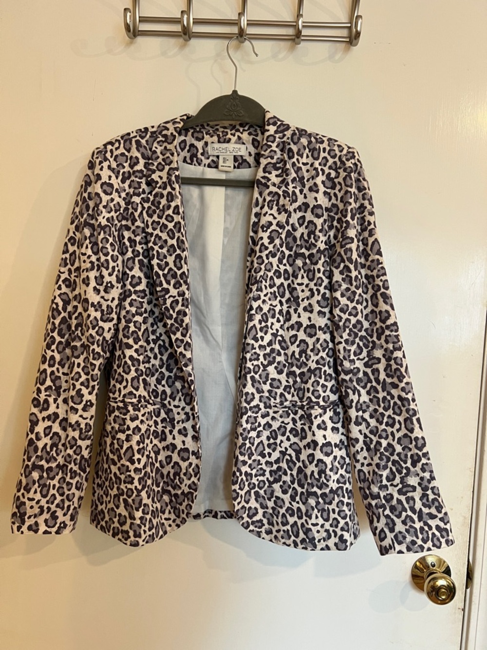 Rachel Zoe Cream and Black Leopard Print Blazer